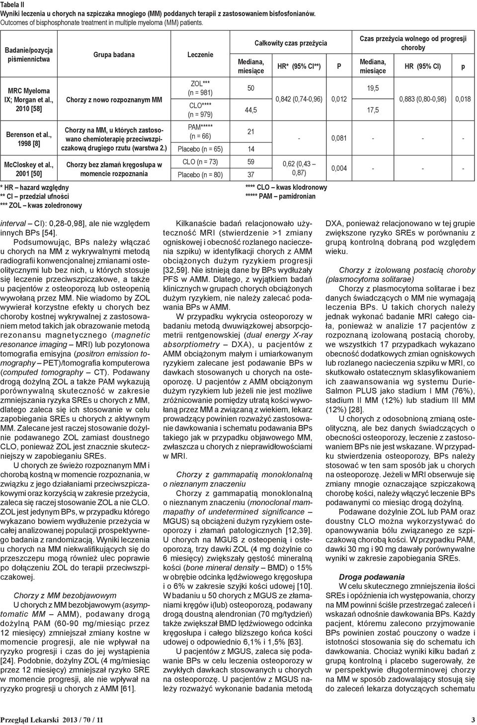 , 1998 [8] Grupa badana Chorzy z nowo rozpoznanym MM Chorzy na MM, u których zastosowano chemioterapię przeciwszpiczakową drugiego rzutu (warstwa 2.