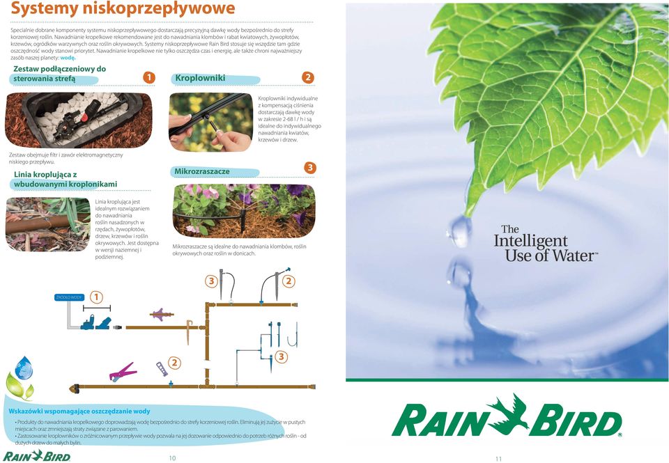 Systemy niskoprzepływowe Rain Bird stosuje się wszędzie tam gdzie oszczędność wody stanowi priorytet.