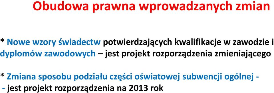 jest projekt rozporządzenia zmieniającego * Zmiana sposobu