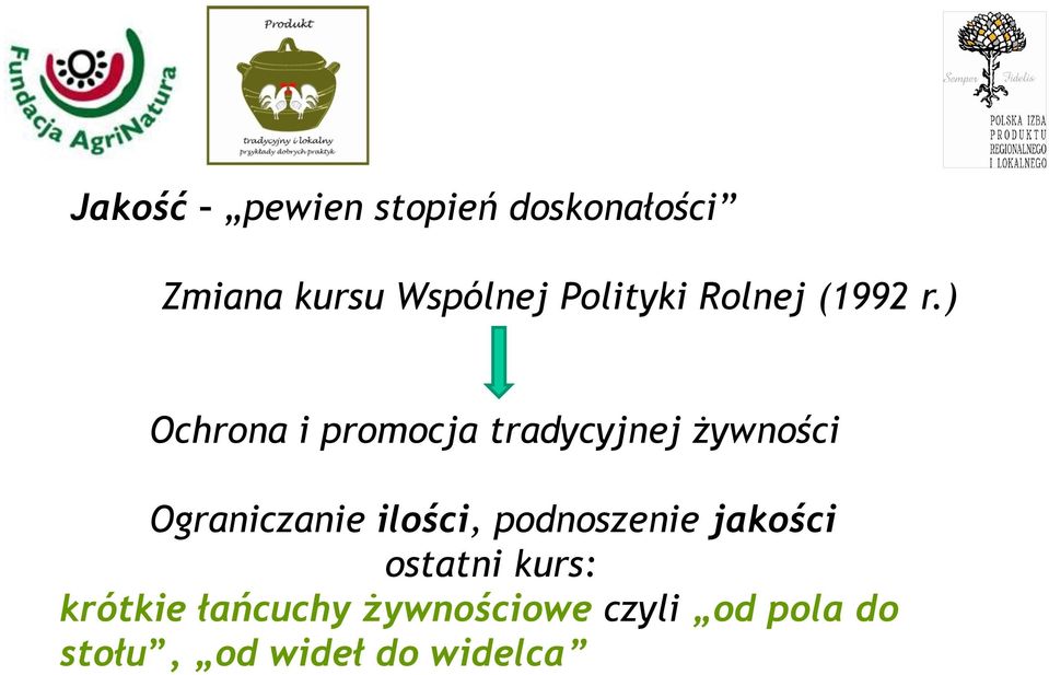 ) Ochrona i promocja tradycyjnej żywności Ograniczanie ilości,