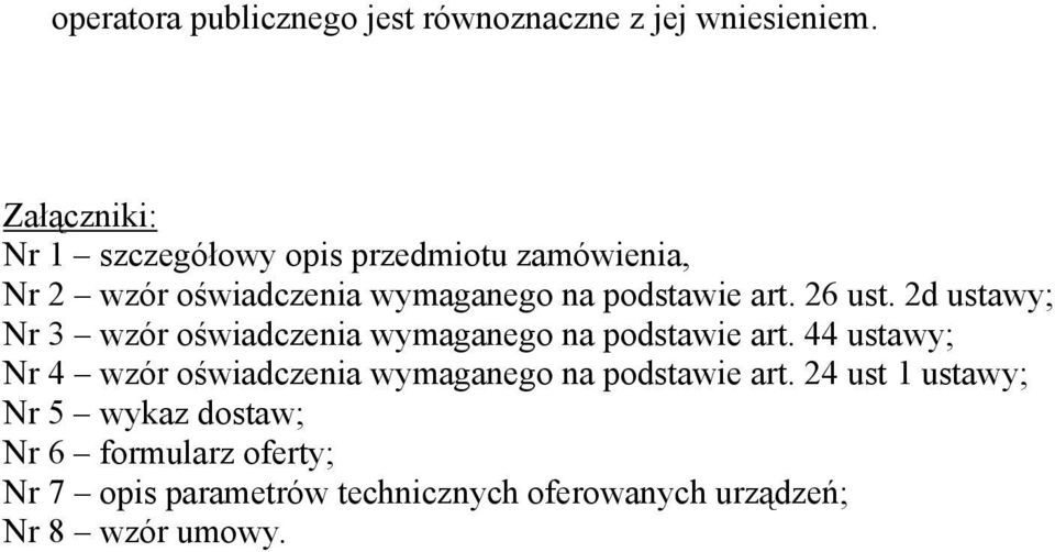 26 ust. 2d ustawy; Nr 3 wzór oświadczenia wymaganego na podstawie art.