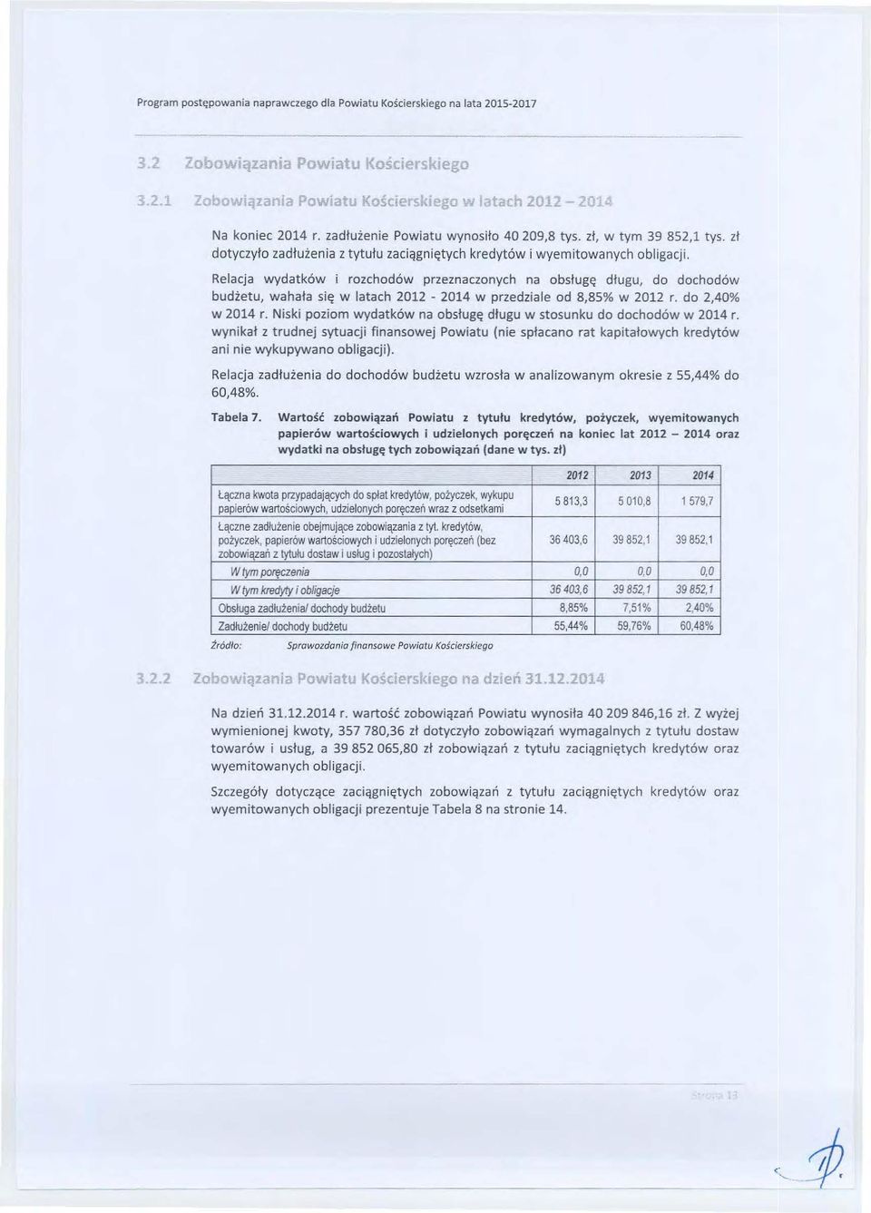 Relaja wydatków i rzhdów przeznaznyh na bsługę długu, d dhdów budżetu, wahała się w latah 2012-2014 w przedziale d 8,85% w 2012 r. d 2,40% w 2014 r.