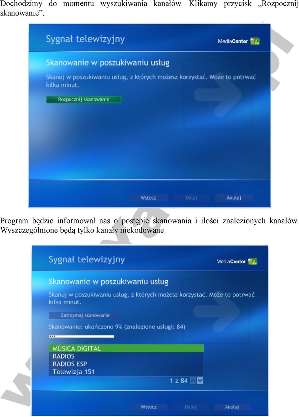 Program będzie informował nas o postępie skanowania i