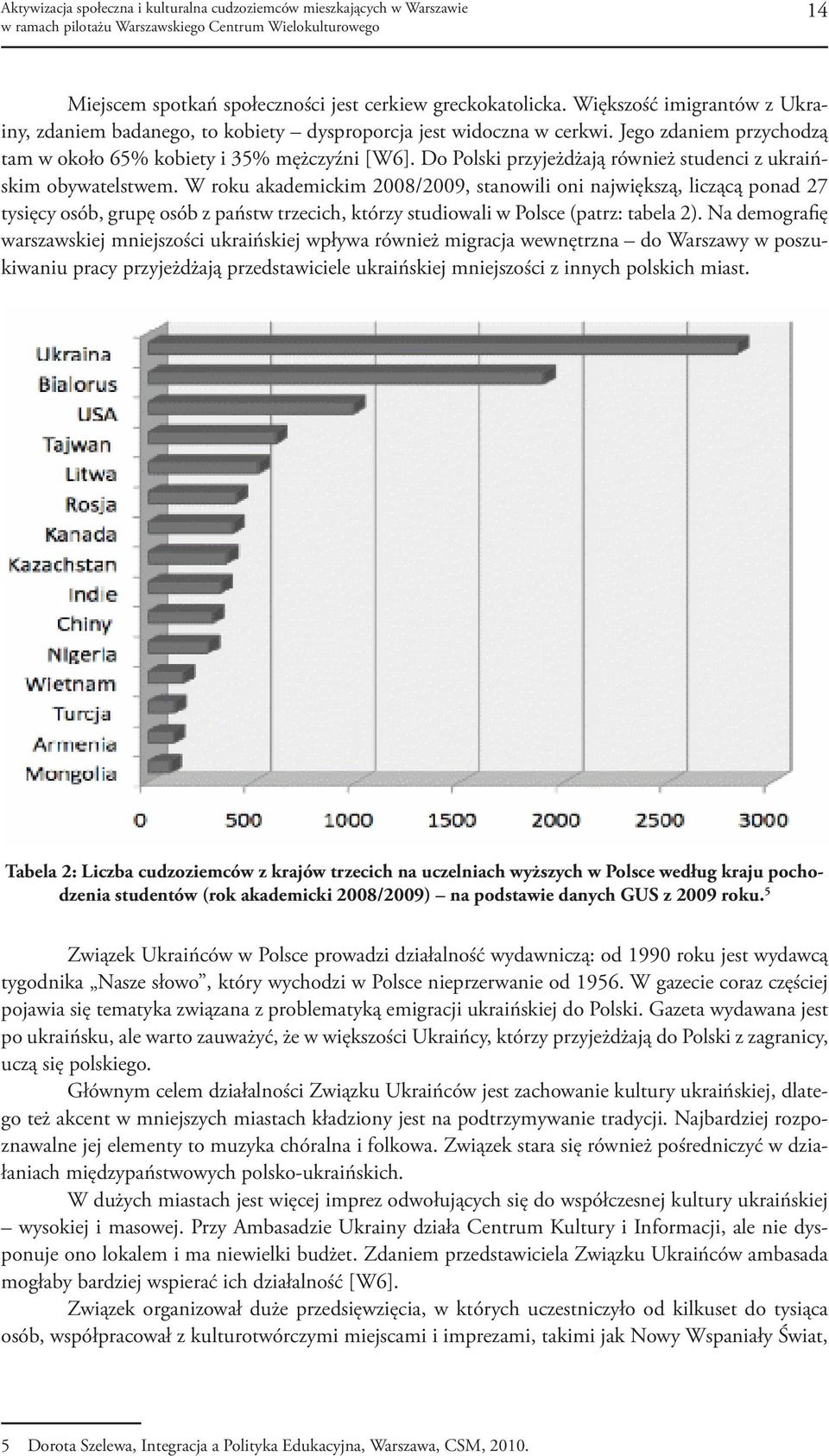 W roku akademickim 2008/2009, stanowili oni największą, liczącą ponad 27 tysięcy osób, grupę osób z państw trzecich, którzy studiowali w Polsce (patrz: tabela 2).
