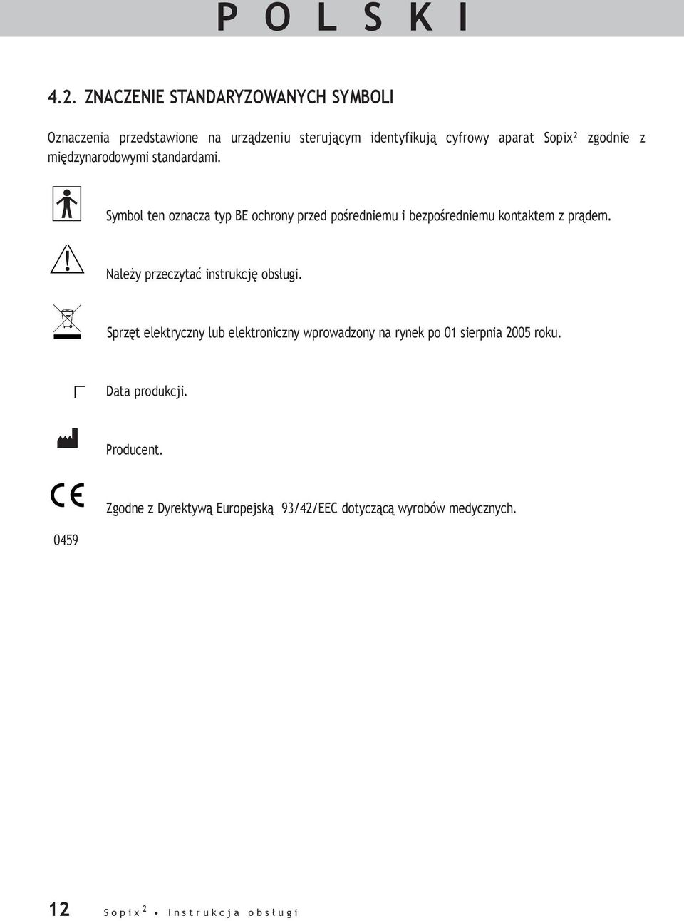 Symbol ten oznacza typ BE ochrony przed pośredniemu i bezpośredniemu kontaktem z prądem.