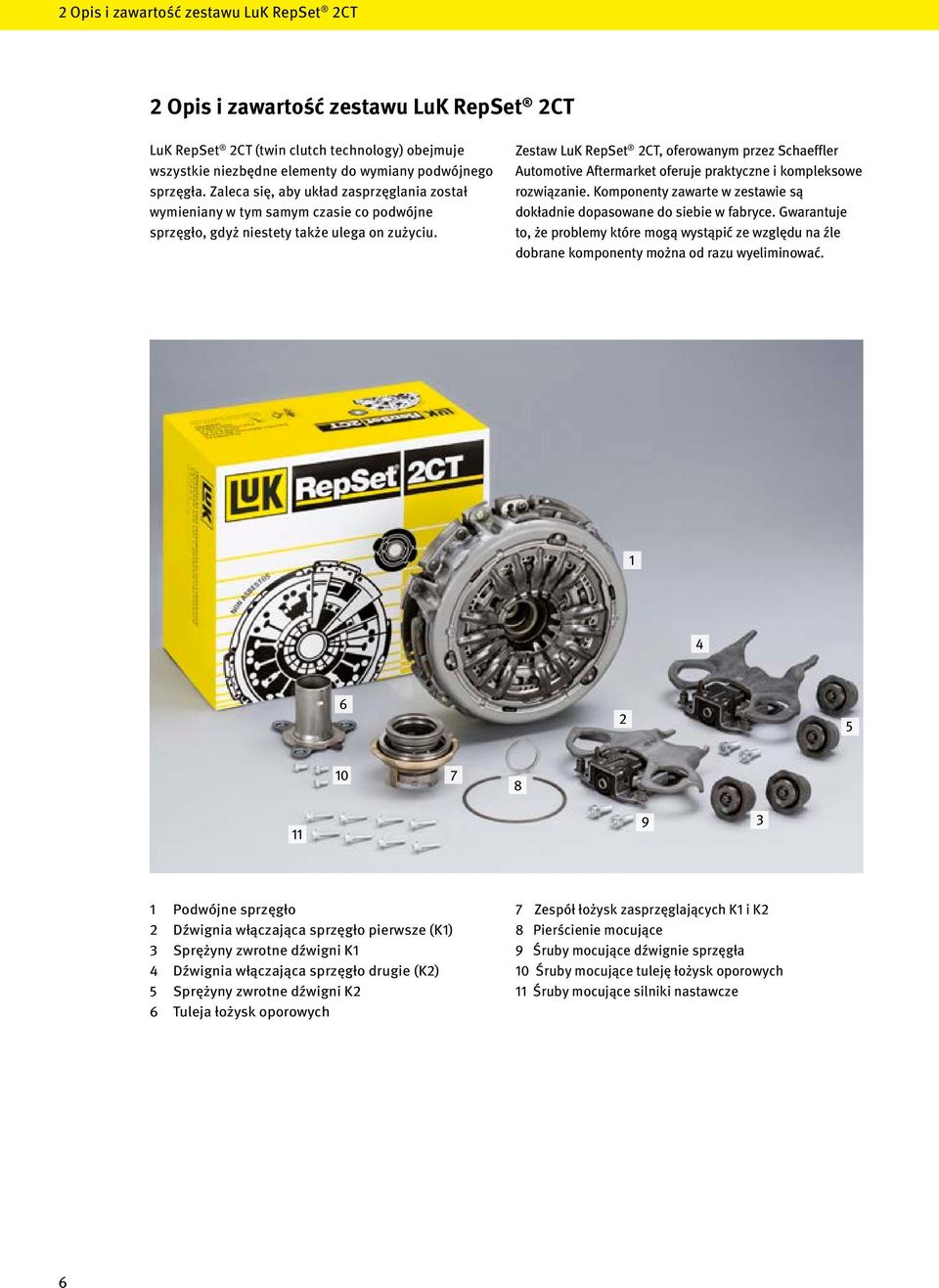 Zestaw LuK RepSet 2CT, oferowanym przez Schaeffler Automotive Aftermarket oferuje praktyczne i kompleksowe rozwiązanie. Komponenty zawarte w zestawie są dokładnie dopasowane do siebie w fabryce.