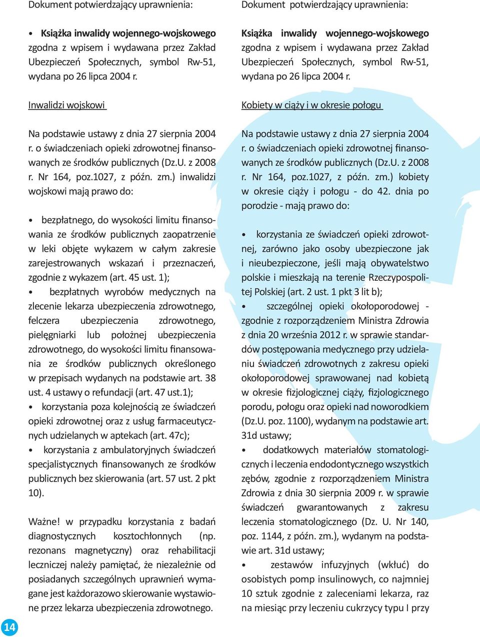 ) inwalidzi wojskowi mają prawo do: bezpłatnego, do wysokości limitu finansowania ze środków publicznych zaopatrzenie w leki objęte wykazem w całym zakresie zarejestrowanych wskazań i przeznaczeń,