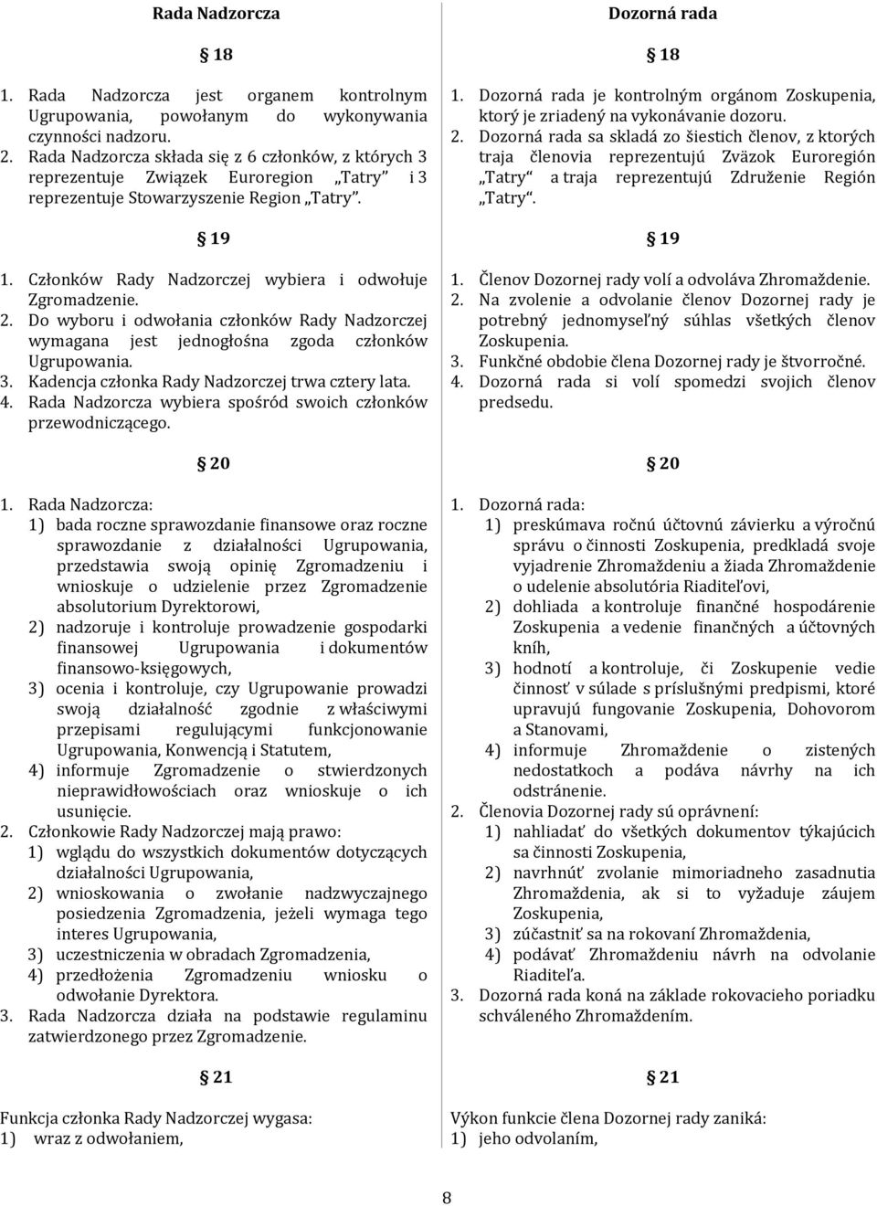 2. Do wyboru i odwołania członków Rady Nadzorczej wymagana jest jednogłośna zgoda członków Ugrupowania. 3. Kadencja członka Rady Nadzorczej trwa cztery lata. 4.