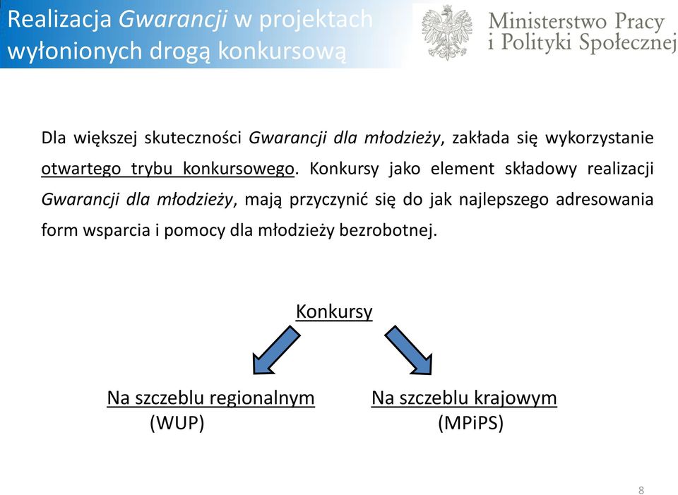 Konkursy jako element składowy realizacji Gwarancji dla młodzieży, mają przyczynić się do jak