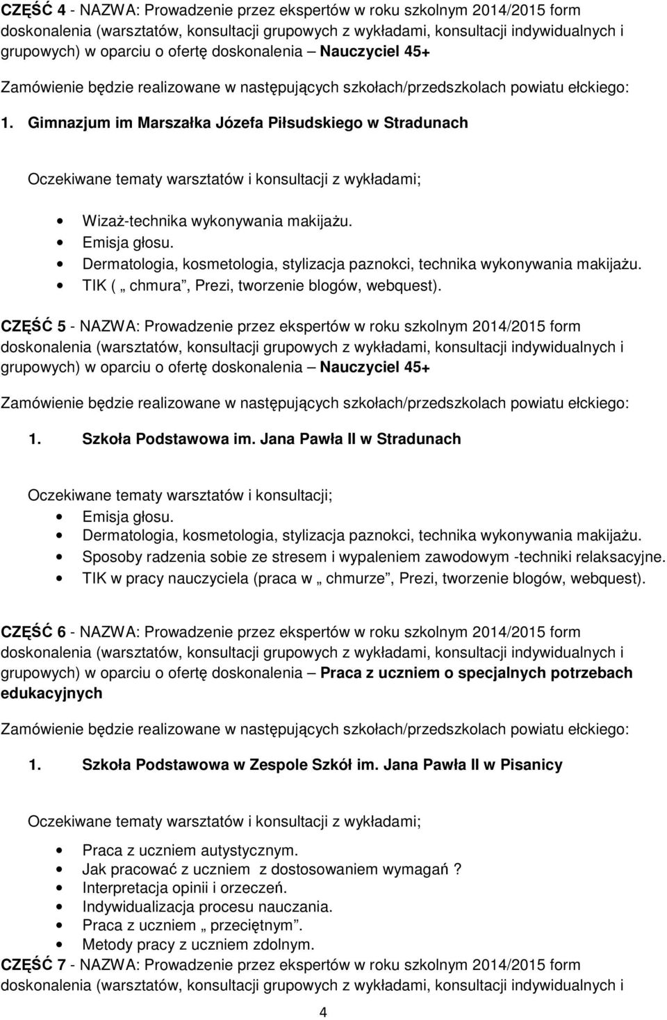 Dermatologia, kosmetologia, stylizacja paznokci, technika wykonywania makijażu. TIK ( chmura, Prezi, tworzenie blogów, webquest).