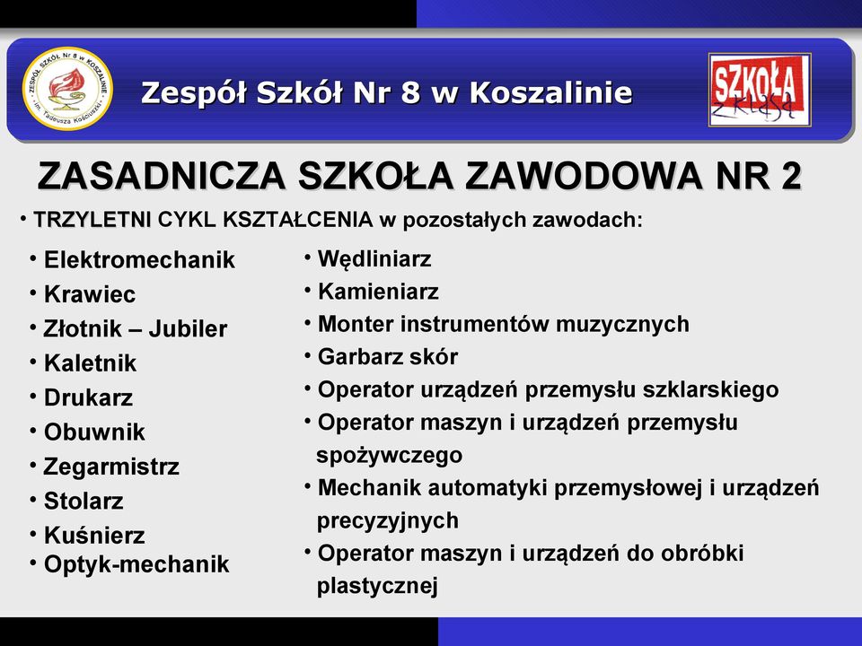 instrumentów muzycznych Garbarz skór Operator urządzeń przemysłu szklarskiego Operator maszyn i urządzeń