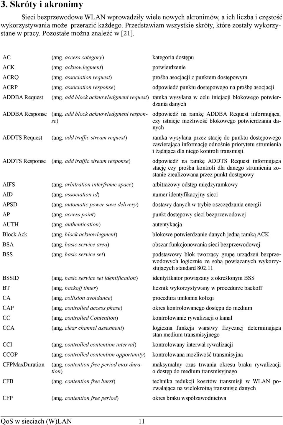 association request) prośba asocjacji z punktem dostępowym ACRP (ang. association response) odpowiedź punktu dostępowego na prośbę asocjacji ADDBA Request ADDBA Response (ang.