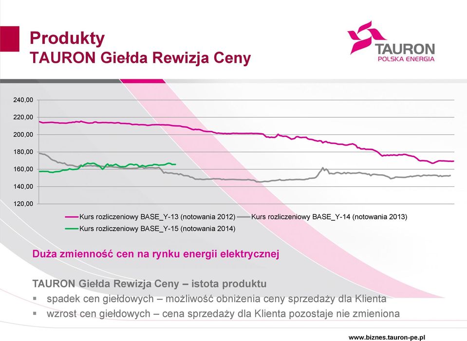 zmienność cen na rynku energii elektrycznej TAURON Giełda Rewizja Ceny istota produktu spadek cen giełdowych