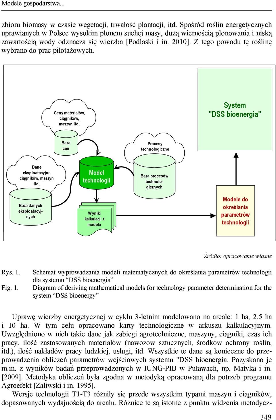 Z tego powodu tę roślinę wybrano do prac pilotażowych. Ceny materiałów, ciągników, maszyn itd. System "DSS bioenergia" Baza cen Procesy technologiczne Dane eksploatacyjne ciągników, maszyn itd.