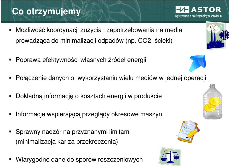 jednej operacji Dokładną informację o kosztach energii w produkcie Informacje wspierającą przeglądy okresowe