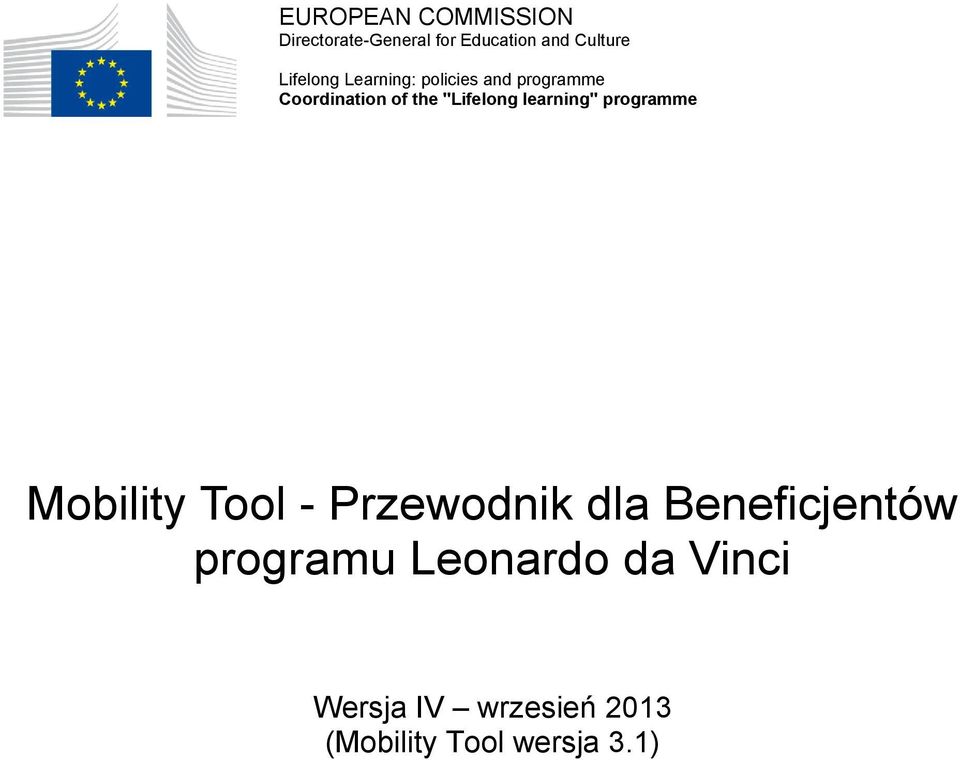 "Lifelong learning" programme Mobility Tool - Przewodnik dla