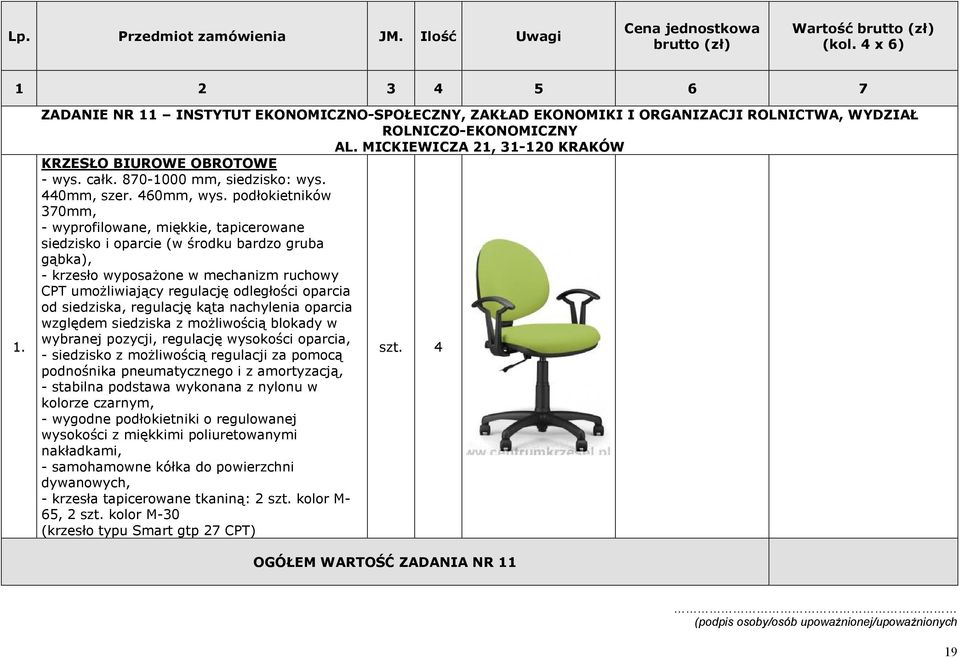 podłokietników 370mm, - wyprofilowane, miękkie, tapicerowane siedzisko i oparcie (w środku bardzo gruba gąbka), - krzesło wyposaŝone w mechanizm ruchowy CPT umoŝliwiający regulację odległości oparcia