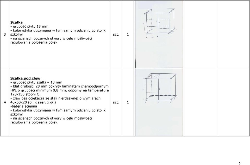 minimum 0,8 mm, odporny na temperaturę 120-150 stopni C. - zlew bez ociekacza ze stali nierdzewnej o wymiarach 40x50x20 (dł. x szer. x gł.