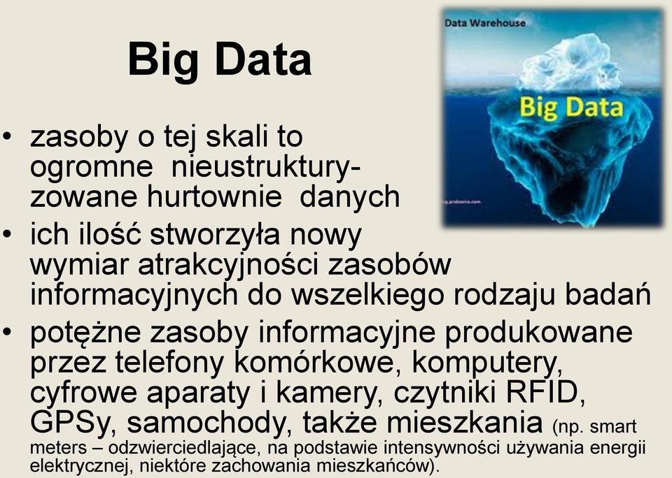 telefony komórkowe, komputery, cyfrowe aparaty i kamery, czytniki RFID, GPSy, samochody, także mieszkania (np.