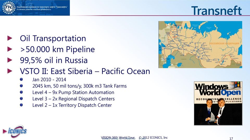 000 km Pipeline 99,5% oil in Russia VSTO II: East Siberia Pacific Ocean Jan 2010-2014