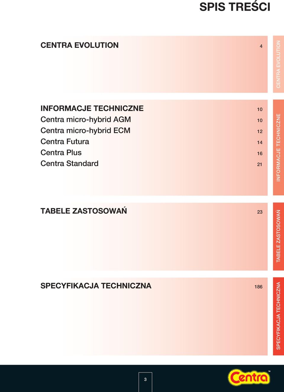 Standard 21 Tabele zastosowań 23 SPECYFIKACJA TECHNICZNA 186 SPECYFIKACJA