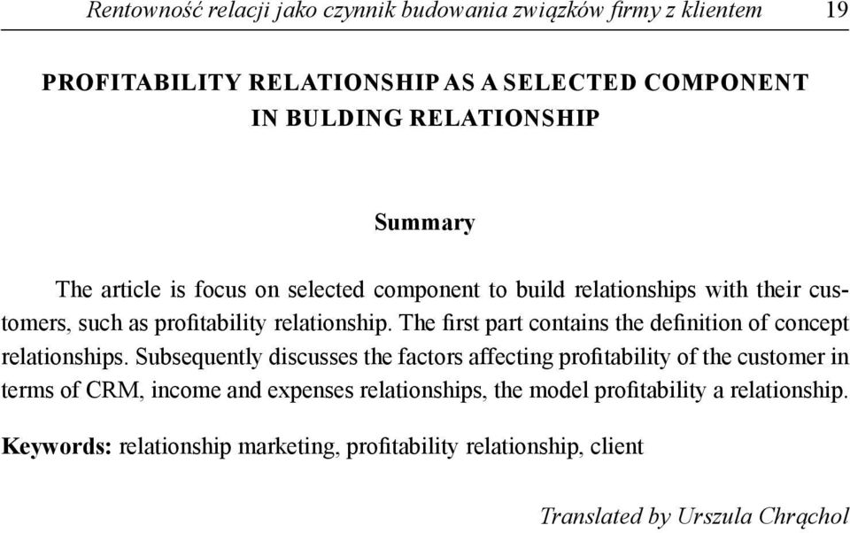 The first part contains the definition of concept relationships.