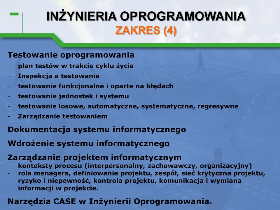 informatycznego Zarządzanie projektem informatycznym - konteksty procesu (interpersonalny, zachowawczy, organizacyjny) - rola menagera, definiowanie projektu, zespół,