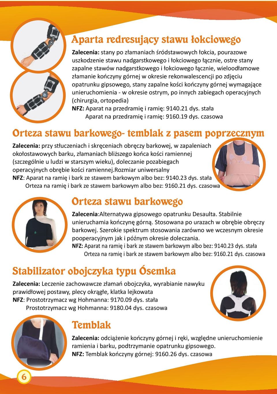 ostrym, po innych zabiegach operacyjnych (chirurgia, ortopedia) NFZ: Aparat na przedramiê i ramiê: 9140.21 dys. sta³a Aparat na przedramiê i ramiê: 9160.19 dys.