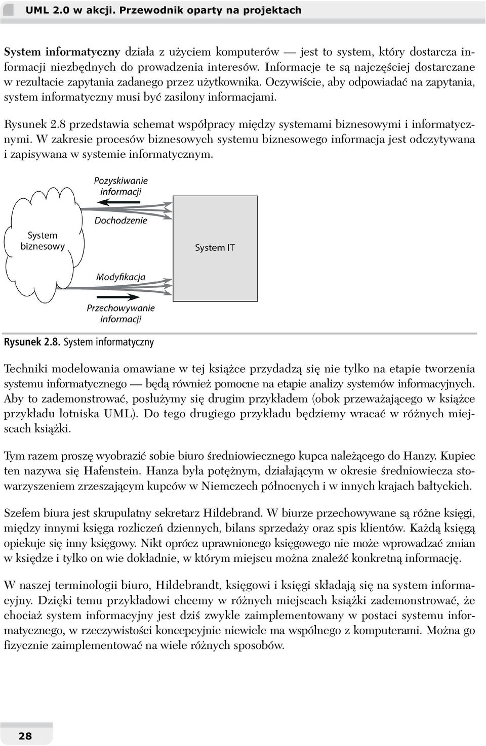 8 przedstawia schemat współpracy między systemami biznesowymi i informatycznymi. W zakresie procesów biznesowych systemu biznesowego informacja jest odczytywana i zapisywana w systemie informatycznym.