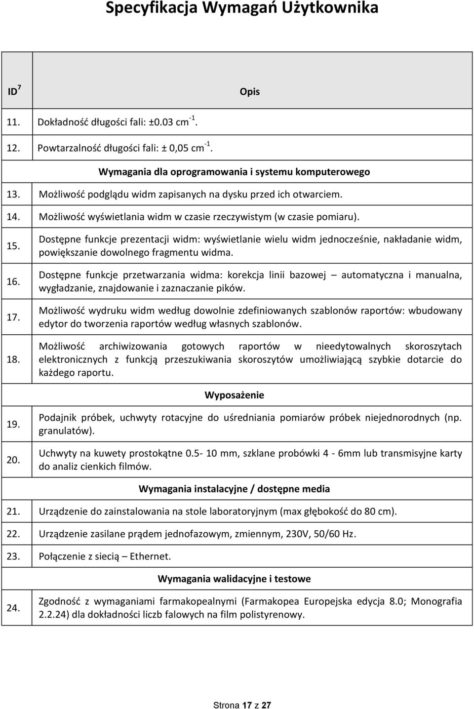 Dostępne funkcje prezentacji widm: wyświetlanie wielu widm jednocześnie, nakładanie widm, powiększanie dowolnego fragmentu widma.