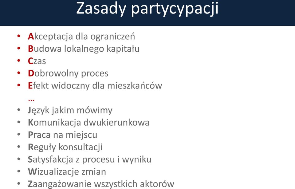 Komunikacja dwukierunkowa Praca na miejscu Reguły konsultacji