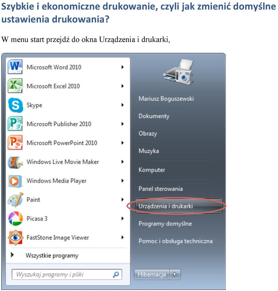 ustawienia drukowania?