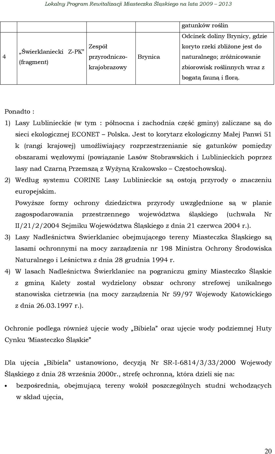 Jest to korytarz ekologiczny Małej Panwi 51 k (rangi krajowej) umoŝliwiający rozprzestrzenianie się gatunków pomiędzy obszarami węzłowymi (powiązanie Lasów Stobrawskich i Lublinieckich poprzez lasy