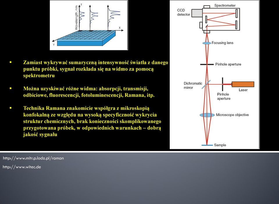Technika Ramana znakomicie współgra z mikroskopią konfokalną ze względu na wysoką specyficzność wykrycia struktur chemicznych,