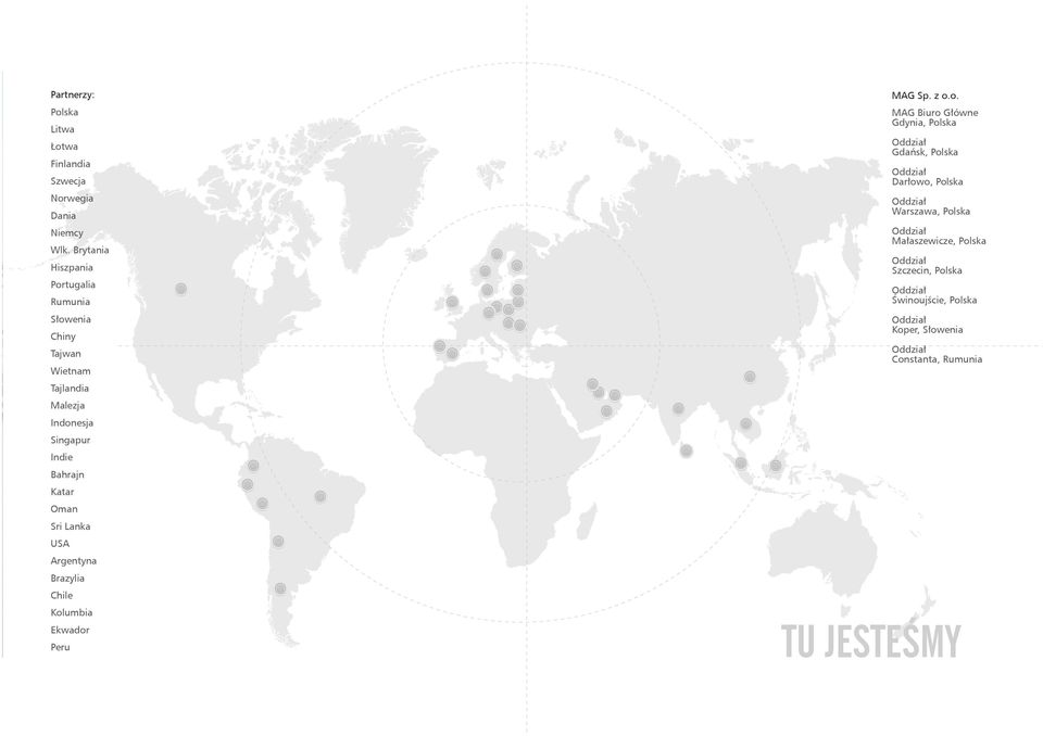 Polska Oddział Małaszewicze, Polska Oddział Szczecin, Polska Oddział Świnoujście, Polska Oddział Koper, Słowenia Oddział Constanta,