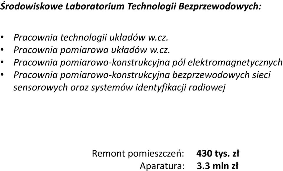 elektromagnetycznych Pracownia pomiarowo konstrukcyjna bezprzewodowych sieci