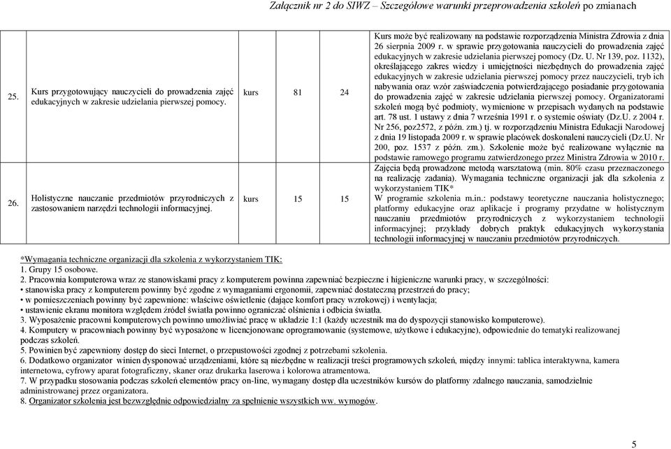 81 24 Kurs może być realizowany na podstawie rozporządzenia Ministra Zdrowia z dnia 26 sierpnia 2009 r.