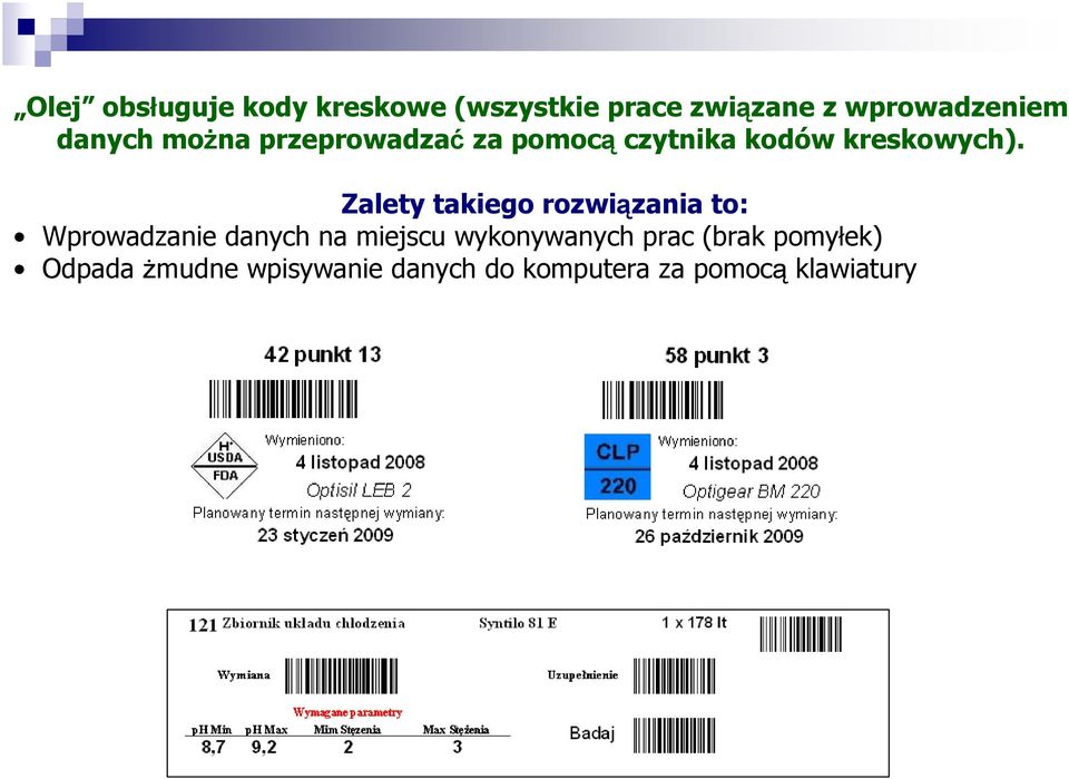 Zalety takiego rozwiązania to: Wprowadzanie danych na miejscu