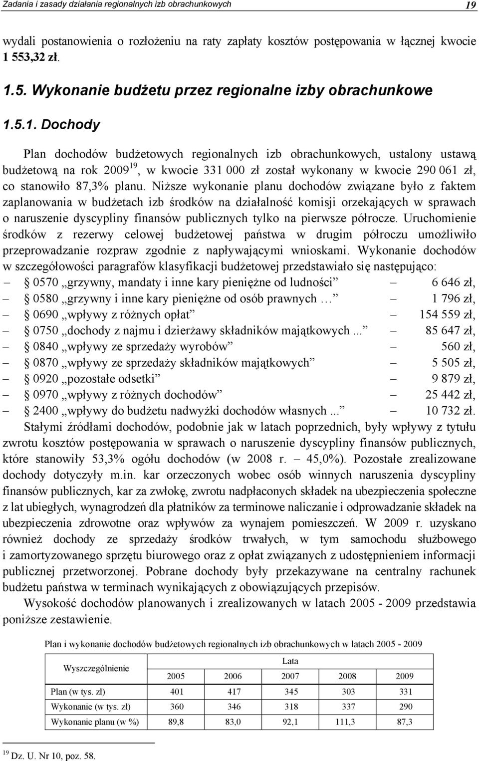 5. Wykonanie budżetu przez regionalne izby obrachunkowe 1.