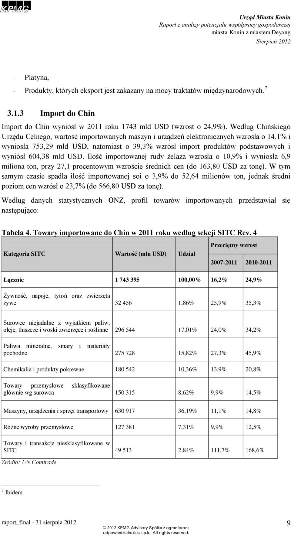 604,38 mld USD. Ilość importowanej rudy żelaza wzrosła o 10,9% i wyniosła 6,9 miliona ton, przy 27,1-procentowym wzroście średnich cen (do 163,80 USD za tonę).