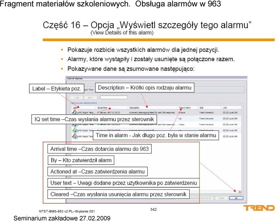 Obsługa alarmów w 963