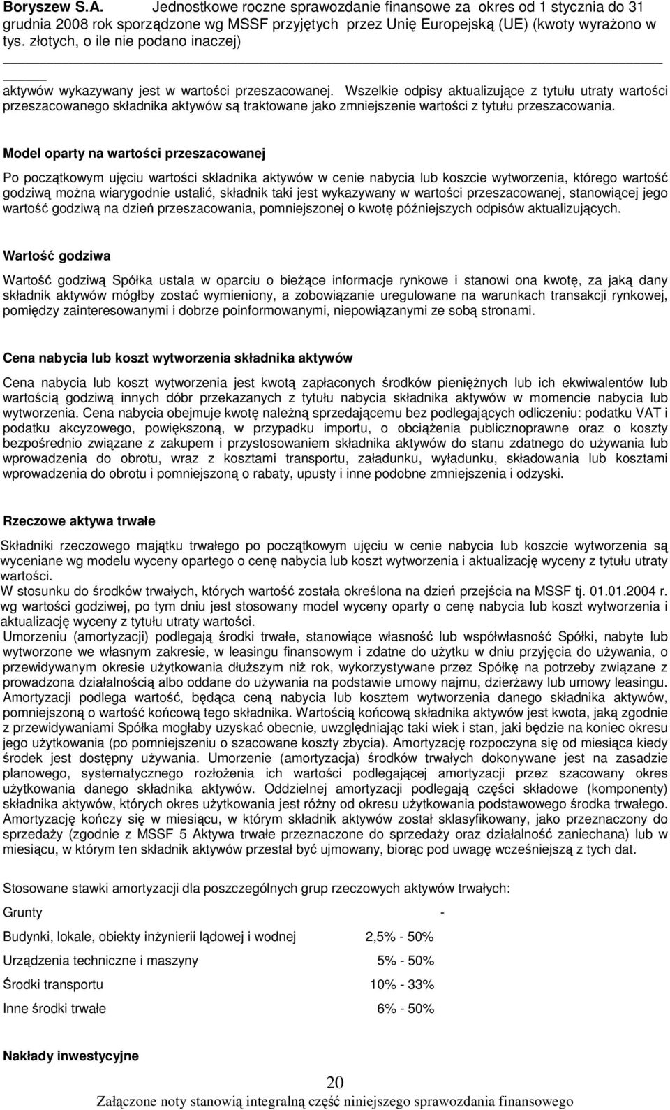 wykazywany w wartoci przeszacowanej, stanowicej jego warto godziw na dzie przeszacowania, pomniejszonej o kwot póniejszych odpisów aktualizujcych.