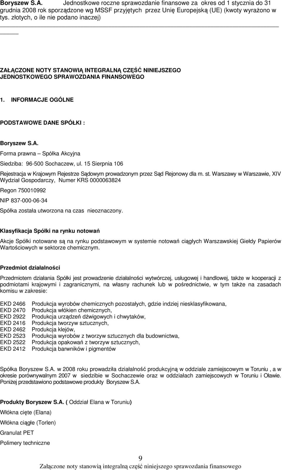 Warszawy w Warszawie, XIV Wydział Gospodarczy, Numer KRS 0000063824 Regon 750010992 NIP 837-000-06-34 Spółka została utworzona na czas nieoznaczony.