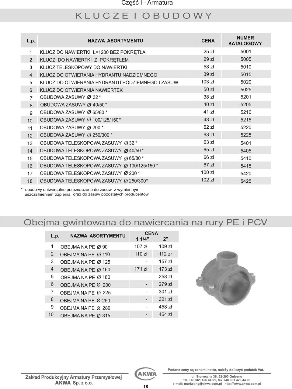 PODZIEMNEGO I ZASUW 6 KLUCZ DO OTWIERANIA NAWIERTEK 7 OBUDOWA ZASUWY 32 * 8 OBUDOWA ZASUWY 40/50 * 9 OBUDOWA ZASUWY 65/80 * 10 OBUDOWA ZASUWY 100/125/150 * 11 OBUDOWA ZASUWY 200 * 12 OBUDOWA ZASUWY