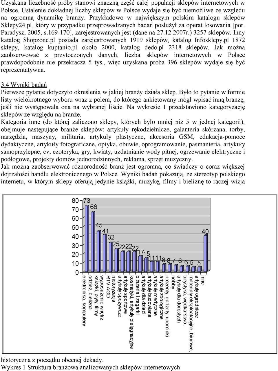 elektronika, komputery Uzyskana liczebność próby stanowi znaczną część całej populacji sklepów internetowych w Polsce.
