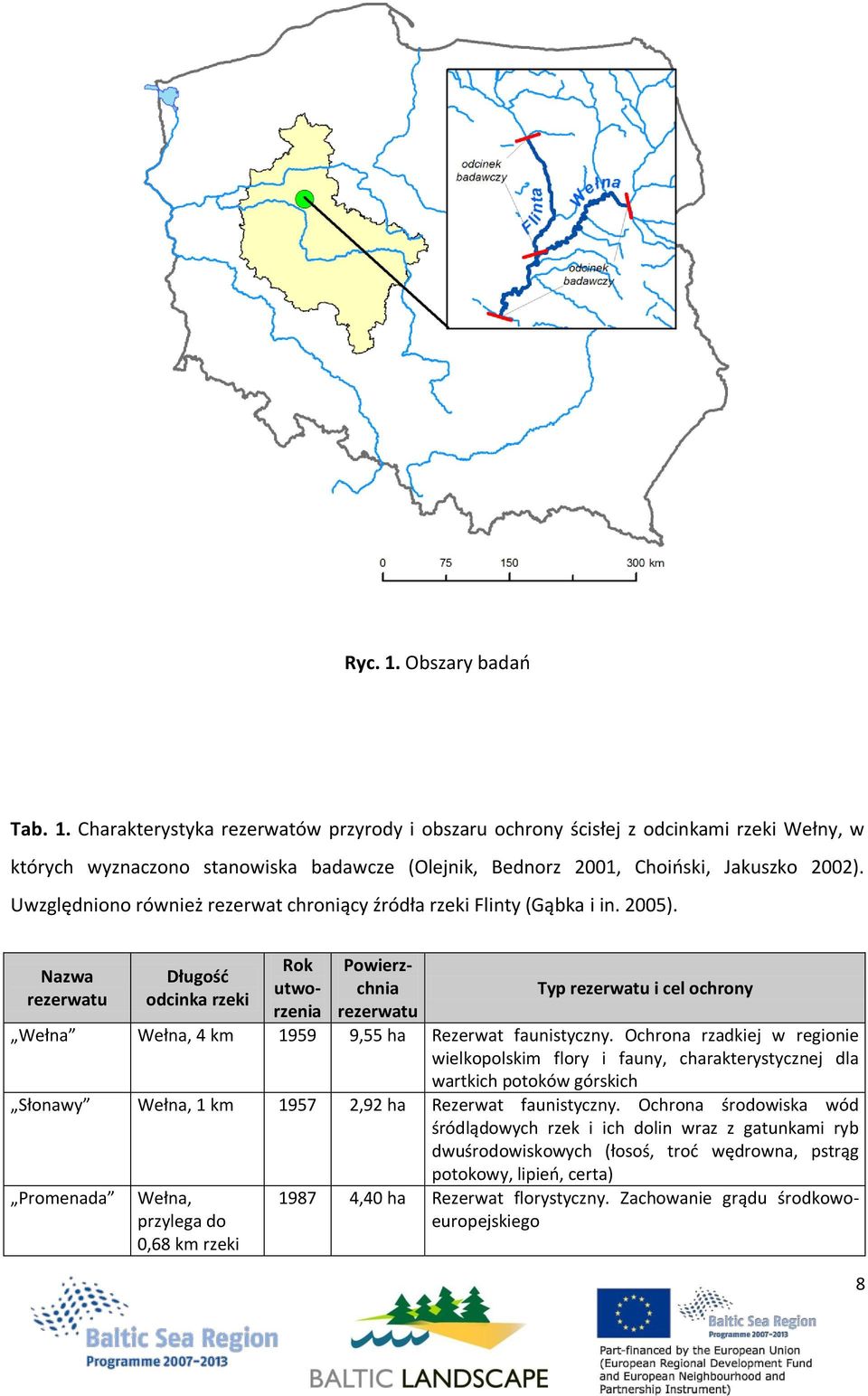 Nazwa rezerwatu Długość odcinka rzeki Rok utworzenia Powierzchnia rezerwatu Typ rezerwatu i cel ochrony Wełna Wełna, 4 km 1959 9,55 ha Rezerwat faunistyczny.