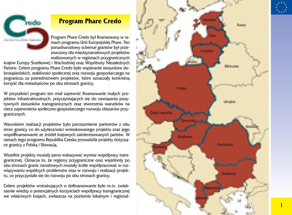 Celem programu Phare Credo było wspieranie stosunków dobrosąsiedzkich, stabilności społecznej oraz rozwoju gospodarczego na pograniczu za pośrednictwem projektów, które oznaczały konkretną korzyść