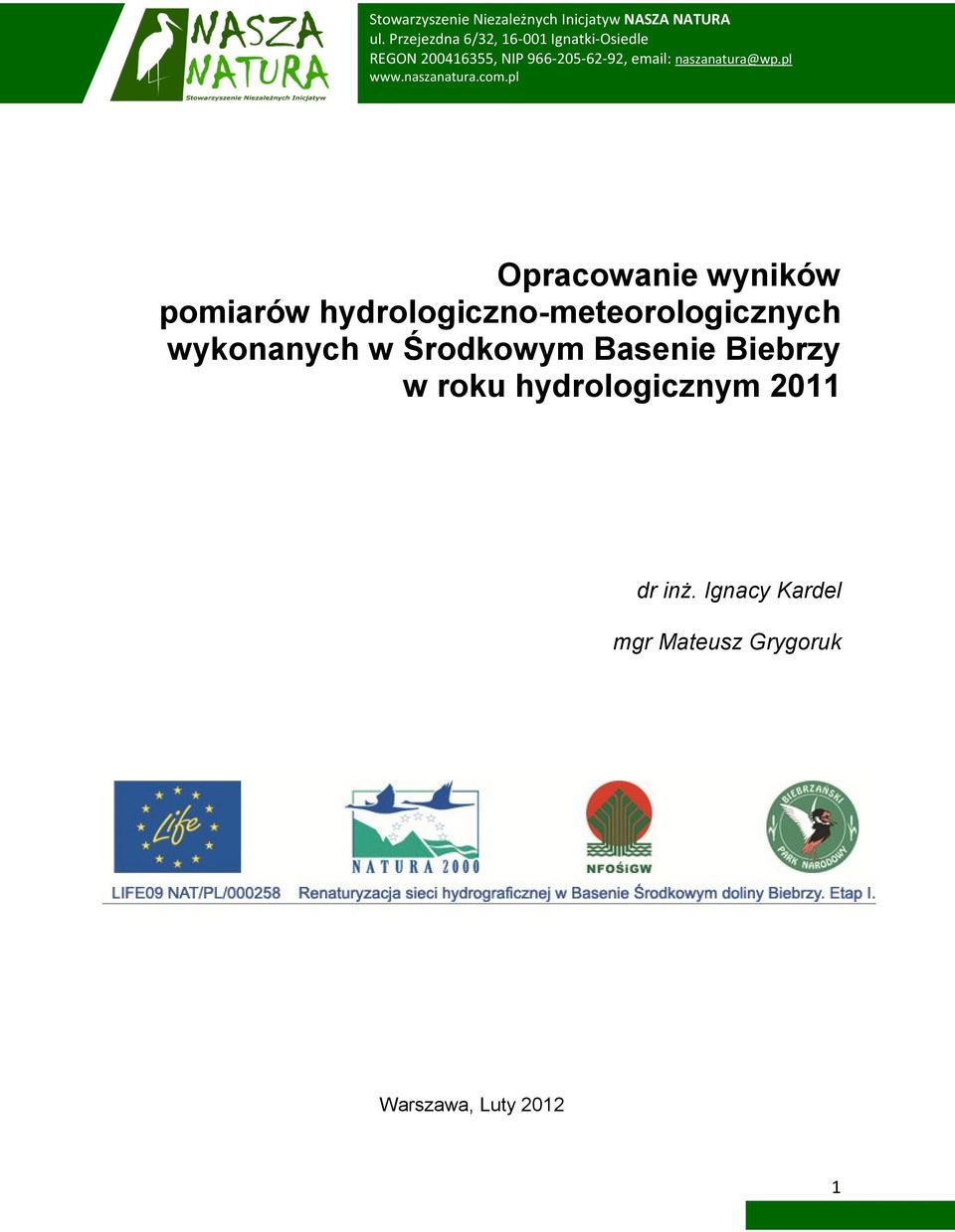 Środkowym Basenie Biebrzy w roku hydrologicznym