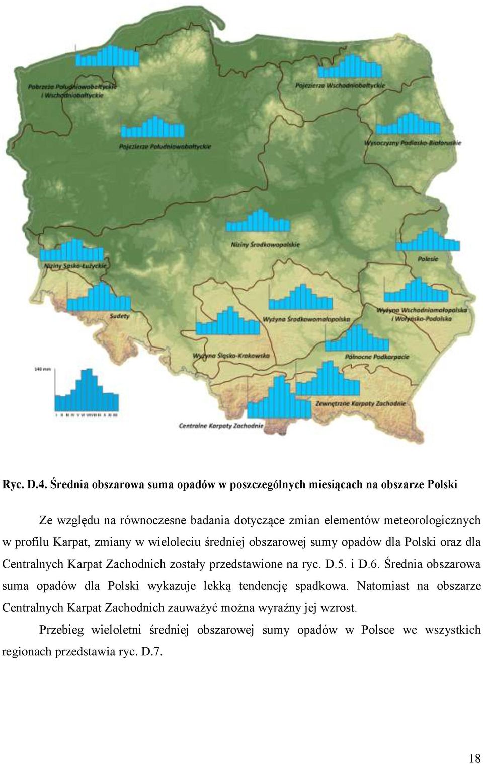 meteorologicznych w profilu Karpat, zmiany w wieloleciu średniej obszarowej sumy opadów dla Polski oraz dla Centralnych Karpat Zachodnich zostały