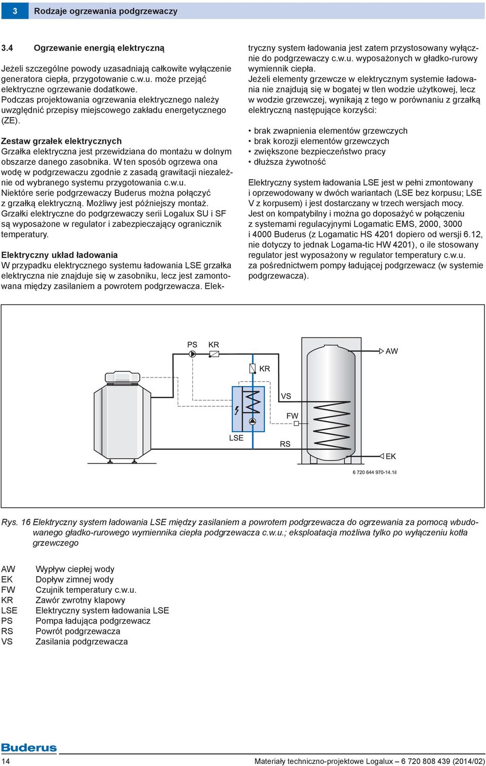 Zestaw grzałek elektrycznych Grzałka elektryczna jest przewidziana do montażu w dolnym obszarze danego zasobnika.
